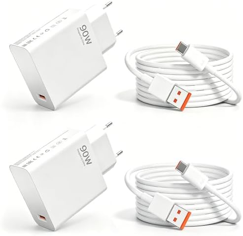 2er Pack 90W USB C Ladegerät Ladekabel für Xiaomi 17T Pro, 15T Pro | 14 Ultra, 14T Pro, 13T, Redmi 17 Note 15 Pro,14Pro +,13Pro +, POCO F9, F8, X8, M8, C85 Schnellladegerät Schnell