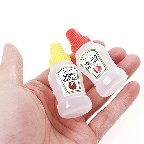 Image of Cots and Cuddles 2pc Portable Mini Ketchup Bottle, Condiment Squeeze Transparent Plastic Sauce Bottles 25ml Refillable Jar for Travel, Camping, School Kids & Office Adults Bento Lunch Box (4pc)