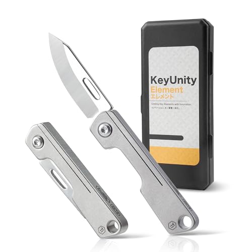 KeyUnity KK19 Small Pocket Knife, Lightweight Titanium Handle, Compact EDC Tool for Everyday Carry(Gray)
