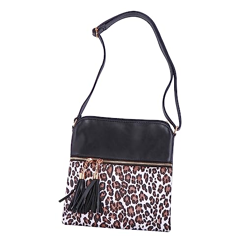 Sac bandoulière à franges motif léopard : le nouveau sac femme bicolore contrasté Healvian