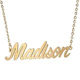 AOLO Gold Plated Monogram Name Necklace for Women, Madison