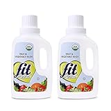 FIT Organic - USDA Certified, Tasteless and Odorless Fruit and Vegetable Product Wash Soaker Org - 32 FL Oz (2-Pack)