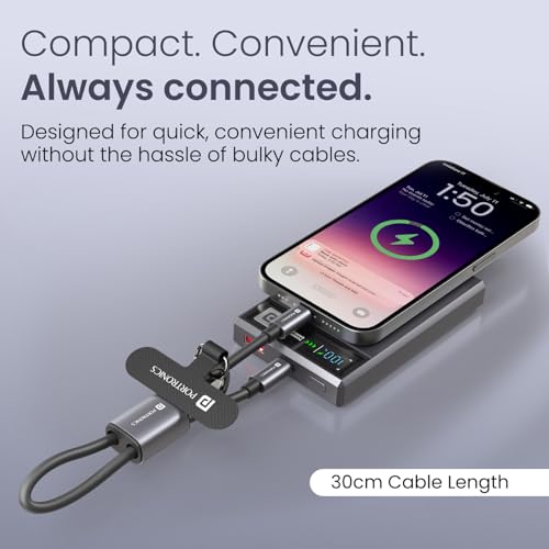 Image of Portronics 60W Velin Type C to Type C Fast Charging Cable With Cable Organizer Strap & Keychain, 480Mbps Data Sync, Rapid Charging, Premium Silicone Build, Compatible With Laptops, Smartphones (Black)