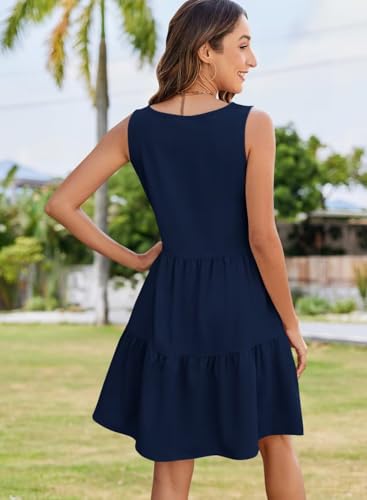 Image of QACOHU Women's Summer Sleeveless V Neck Mini Dress with Pockets Casual Sundress Beach Dresses for Women 2026