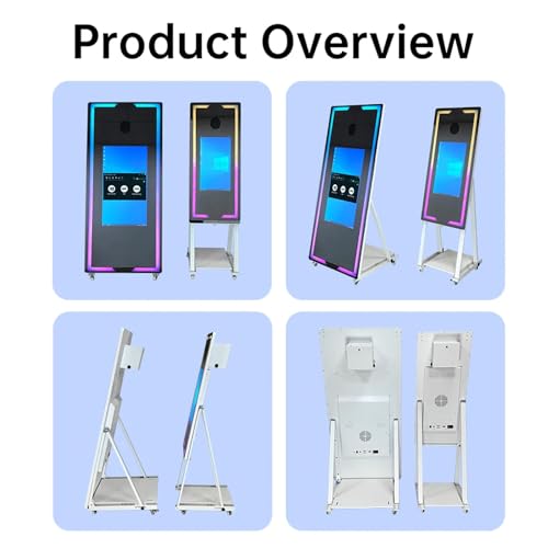 Image of Magic Mirror Photo Booth Machine, Portable Touch Screen PhotoBooth Framed RBG LED with Flight Case, for Wedding Party Events