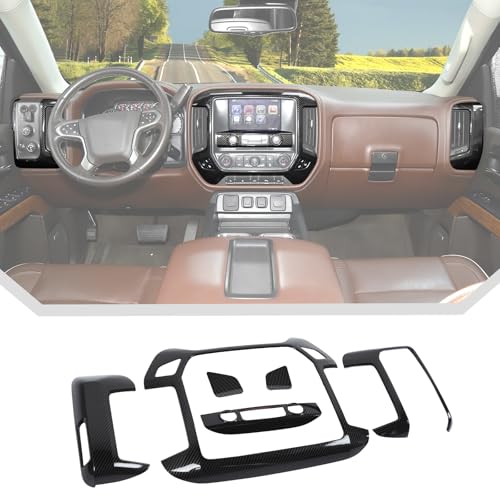 Opiniones y reviews de Tableros de fibra los mejores 10. 44 JeCar - Funda de tablero de fibra de carbono negra, 6 piezas, accesorios interiores para Chevrolet Chevy Silverado/GMC Sierra 2014-2017