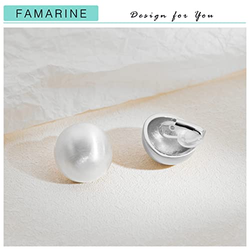 FAMARINE Gold Sliver Ball Clip on Earrings for Women Brushed Finish Small Clip Earrings Gift4