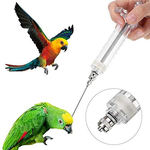 Cuckoo-X Jeringa de alimentación para pájaros pequeños de acero inoxidable con forma de jeringa de alta temperatura para alimentar loros y loros, -, 20ml+ needle