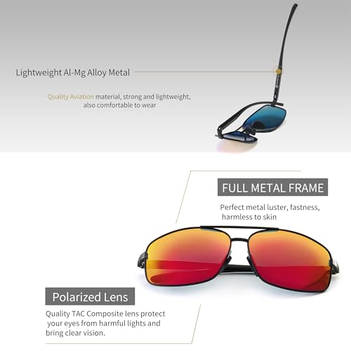 Image of SUNGAIT UV protection Ultra Lightweight Rectangular Polarized Sunglasses