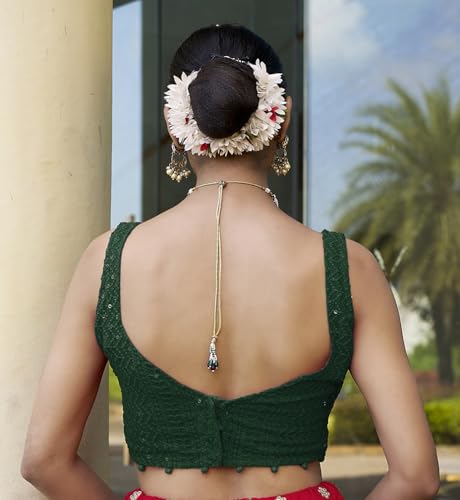 Image of Vihu Fashion Women's Readymade Fancy Potli Pattern Blouse Embroidery Lucknowi Work Sequence Work Indian Ethnic Designer Sleeveless Blouse Readymade Sweetheart Neck Blouse Women Blouse