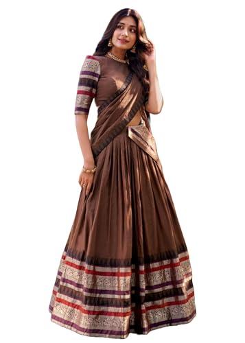 Chanderi uni et sa bordure Zari lehenga traditionnel haut de gamme 13650