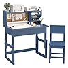 Ergonomic Height Adjustable Childrens Study Desk with 2 DrawersBlue Kids Desk and Chair Set for 5 18 Year OldKids Art Table with Storage UqJ30