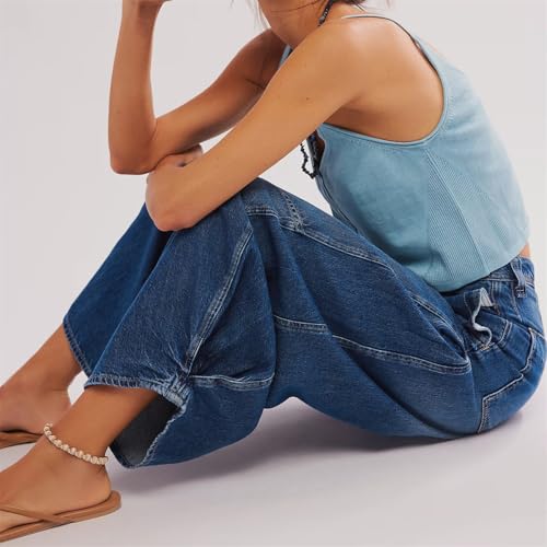 LifeShe Baggy Jeans for Woman Side Pleats Mid Rise Barrel Jeans Casual Loose Wide Leg Denim Pants4