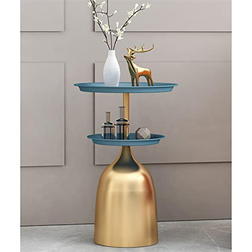 Table d'appoint ronde double couche en fer forgé pour canapé d'angle
