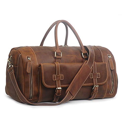 men Men Retro Leather Oversized Travel Duffel Bag with Shoes Compartment, Weekender Overnight Sport Gym Luggage Handbag Sports Overnight Gym Luggage Weekend Tote B2