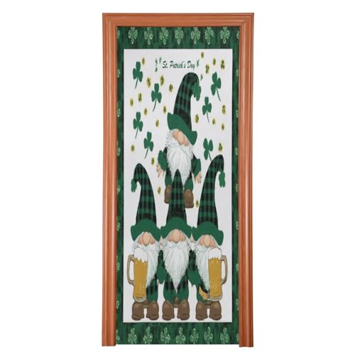 FLildon Gnome Clover Shamrocks St Patrick's Day Door Cover Decoration, Party Accessory Porch Decor for Festive Ornament Room Door Covers 36 x 98 Inch