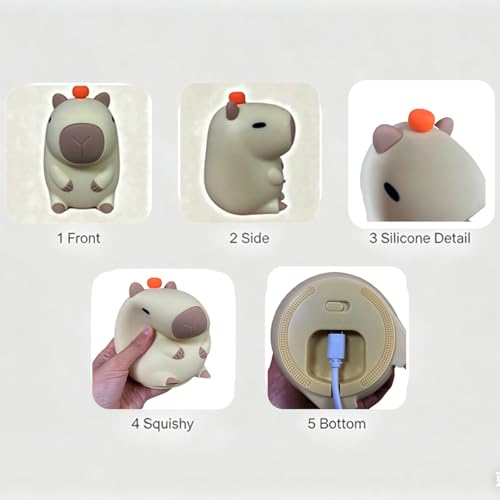 Lámpara de noche capibara silicona para niños recargable miniatura 4