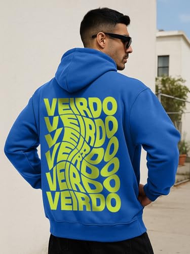 Image of Veirdo Cotton Fleece Regular Fit Full Sleeve Hooded Sweatshirt Front and Back Graphic Printed Jumper Hoodie for Men
