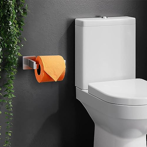Image of TQKAG Brushed Nickel Toilet Paper Holder, Modern Square Tissue Roll Holder | SUS304 Stainless Steel, 6.38 Inch, Modern Square Tissue Roll Holders, Wall Mount, 2 Easy Installation Options, Kitchen