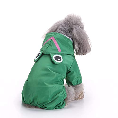 Junqisd Pet Raincoat with Leash Hole Dog Waterproof Rainwear Puppy Lightweight Rain Jacket Dog Hoodie Raincoat of Cute Frog Shape for Small to Large Dog Pet Cat Puppy(Green,L),JUN-02