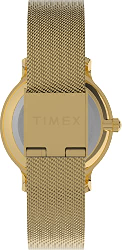 Image of TIMEX Transcend Analog Watch for Women with Blue Round Dial & Gold Stainless Steel Bracelet Band Water Resistant Women's Wrist Watches - TW2V51900UJ