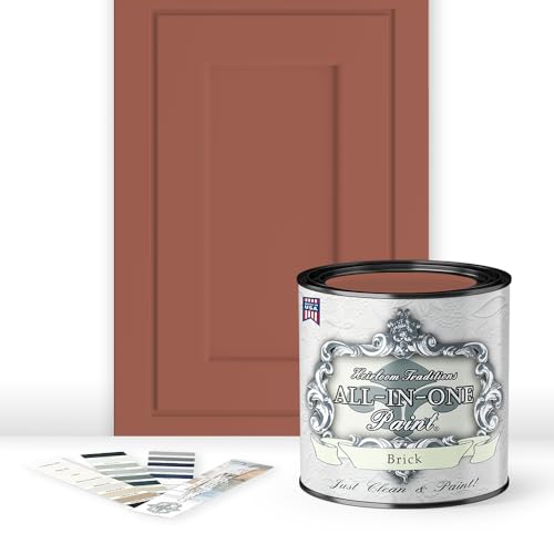 Heirloom Traditions ALL-IN-ONE Paint, Brick (burnt cinnamon), Quart - Durable cabinet and furniture paint. Built in primer and top coat, no sanding needed. Includes our 30 featured color card.
