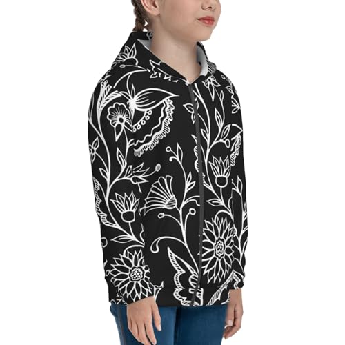Abstract Florals Kid Hoodies Boys Zip Up Sweatshirts Girls Pullover with Pocket4
