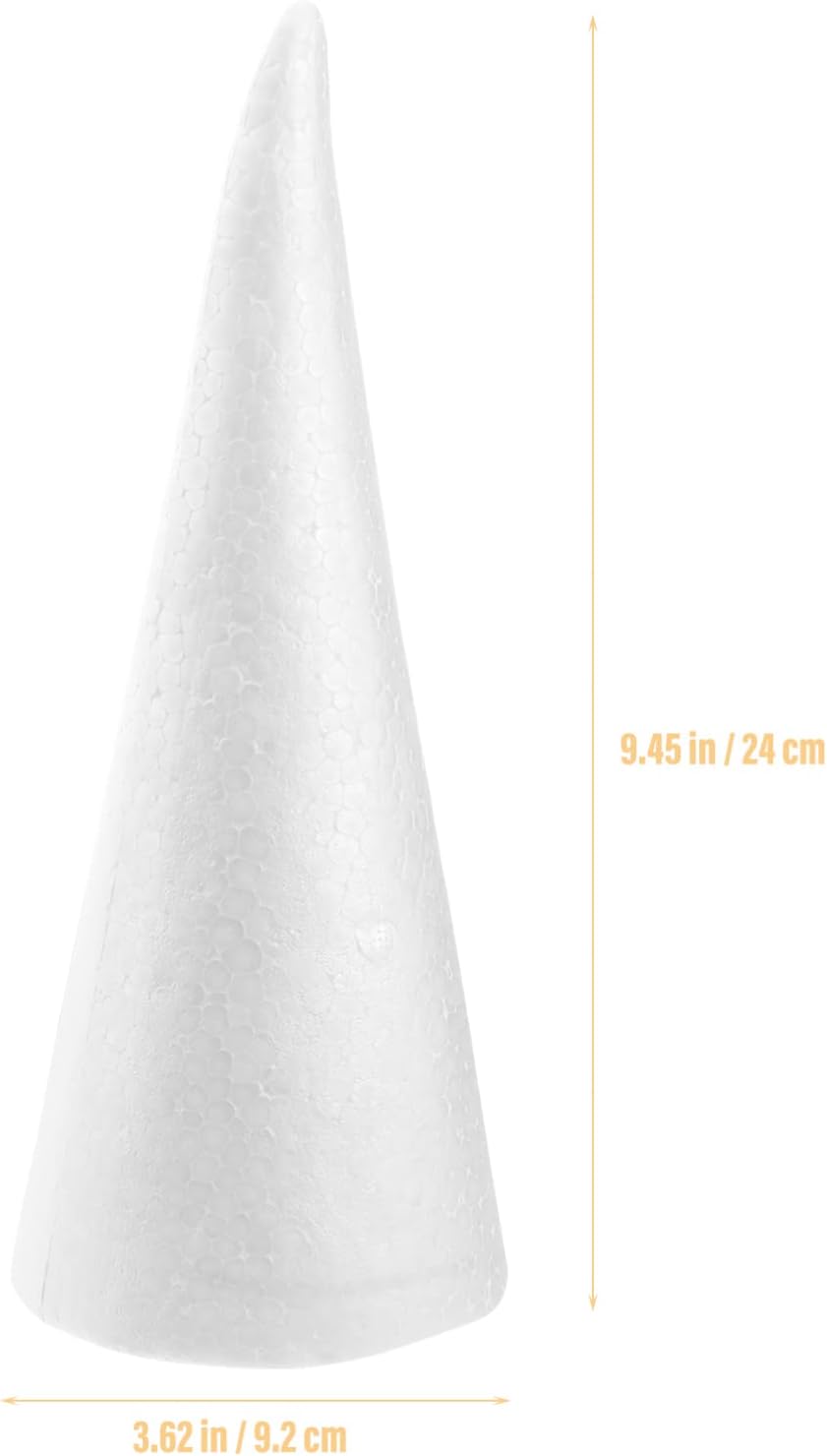 Operitacx 6 Pcs StyrofoamCones for Craft, 9.5inch Christmas Tree Foam Cones, White Cone Shaped Foam for DIY Art Projects, Christmas Tree, Table Centerpiece