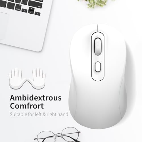 Image of Wireless Mouse, 2026 New Model, Silent Click Ergonomic Design, Portable, 4 Buttons, Adjustable DPI (800 /1200 /1600), for Laptop /PC /Office (White)