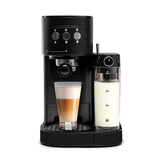 BluMill Espressomaschine mit Siebträger, 1400 Watt, 15 Bar, Siebträgermaschine mit integriertem Milchaufschäumer, 1,2L Wassertank, Stößel und Messlöffel, Einfache Bedienung… Cover