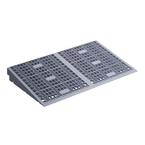 Wiltec Türschwellenrampe Verschiedene Höhen 0-25/25-50/50-76 mm 810 mm Breite für Rollstuhl & Rollator grau Rollstuhlrampe aus Kunststoff rutschfeste Oberfläche