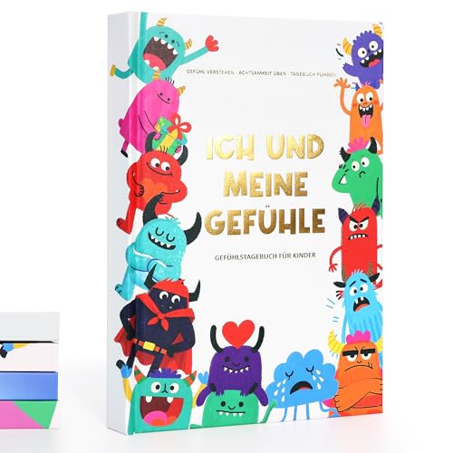 BIROYAL Gefühlstagebuch Kinder 6-12 Jahre - 100 Tage Tagebuch Mädchen und Jungs - Gefühle Buch Kinder mit 10 Spiele - Dankbarkeitstagebuch Kind für Umgang mit Emotionen und ein gutes Gefühl