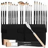 Legentura 25 PCS Paint Brush Set for Acrylic, Oil & Watercolor, Artist Brush Kit with...