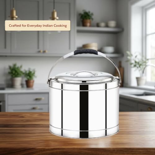 Image of Maaha Stainless Steel Picnic Pot with top Handle 5 Litre | Double Walled PU Insulated | Strong Locking Lid & Side Handles | Rust-Free, Durable & Scratch Resistant | Keeps Food Hot & Cold for Hours