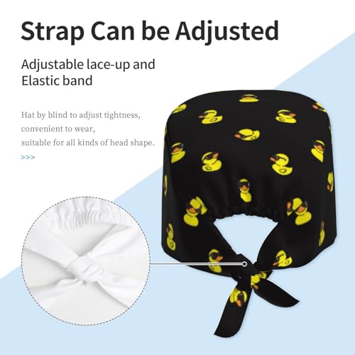 Image of Working Cap Scrub Cap with Sweatband Adjustable Unisex Women Tie Back Hat Nurse Surgical Caps
