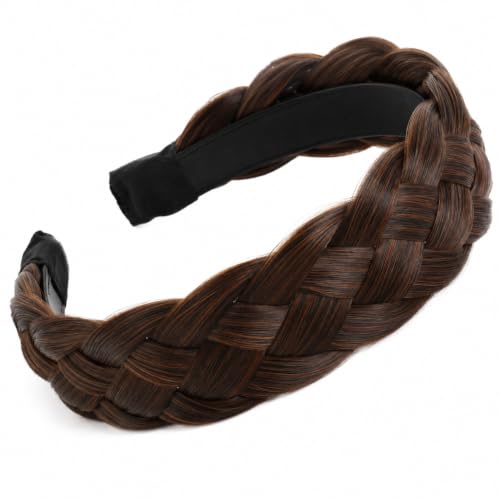 Image of Samyak Synthetic Hair Braided Hair Band 4 Plaited Headband For Women & Girls Fashion Hair Accessory (Dark Brown)