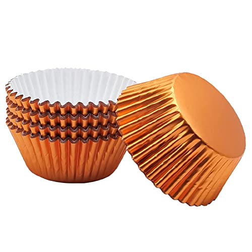 Image of Standard Orange Foil Cupcake Liners Muffin Baking Cups for Party and More, 100-Count