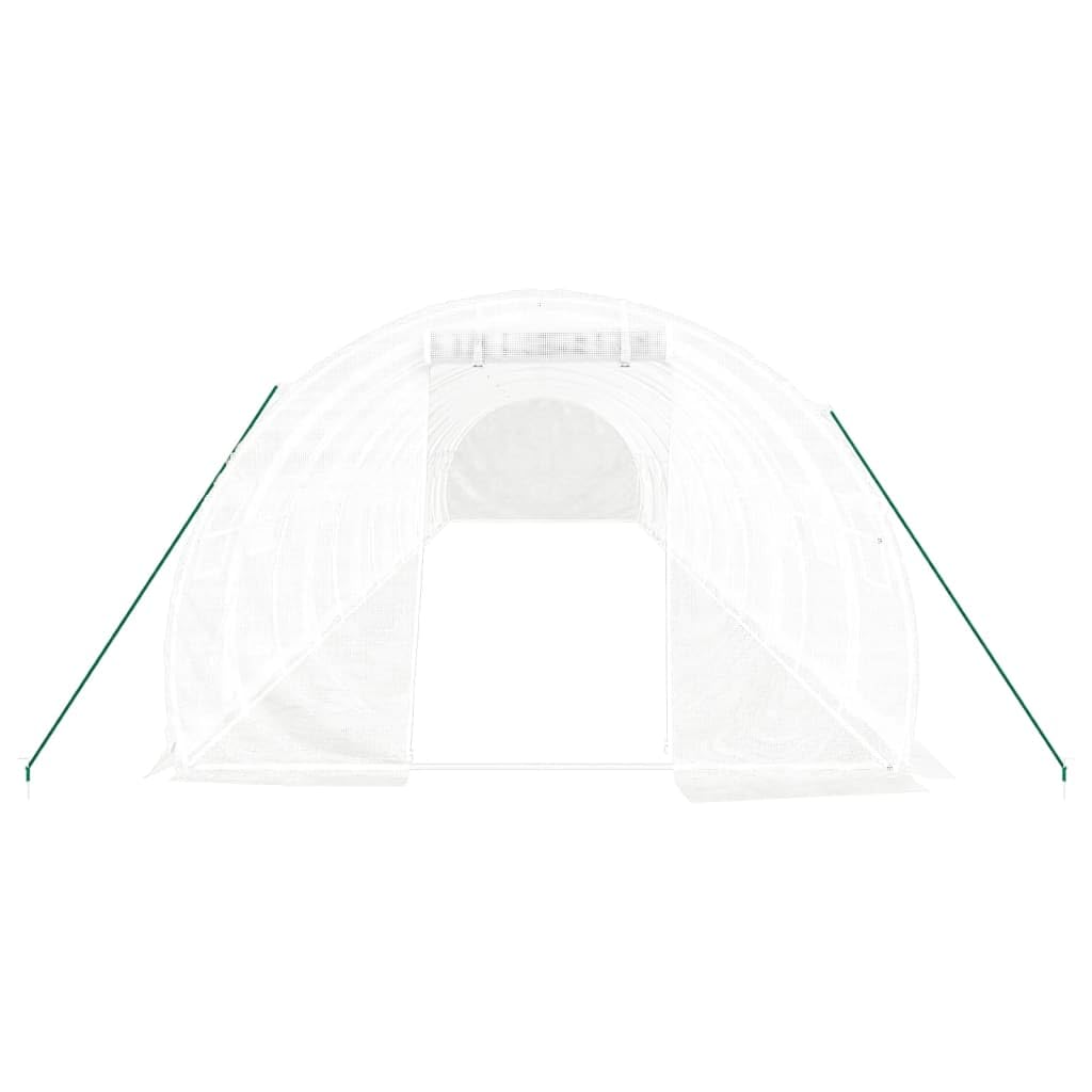 Invernadero con estructura de acero blanco, 42 m², 14 x 3 x 2 m, túnel de polietileno con puerta con cremallera y 4 ventanas de malla, para cultivo, siembra e invernada