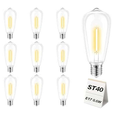 Adirxon 10 Pack ST40 LED Replacement Light Bulbs Shatterproof Dimmable for Outdoor String Lights E17 Base 2700K Warm White Ideal for Balcony Repair and Small Projects