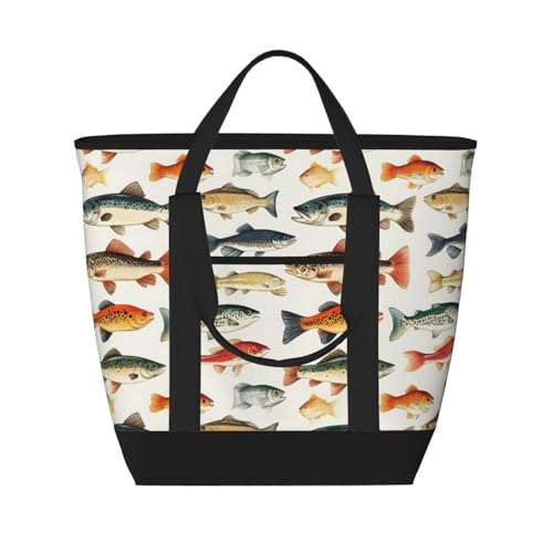 Grand sac isotherme doux avec imprimé poisson réaliste