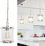KARRYON Brushed Nickel Pendant Lights Kitchen Island, Modern Frosted Glass Chandelier, Adjustable Ha
