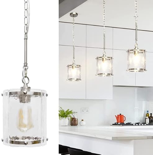 Karryon Brushed Nickel Pendant Lights Kitchen Island, Modern Frosted Glass Chandelier, Adjustable Hanging Ceiling Light Fixtures #TOP26