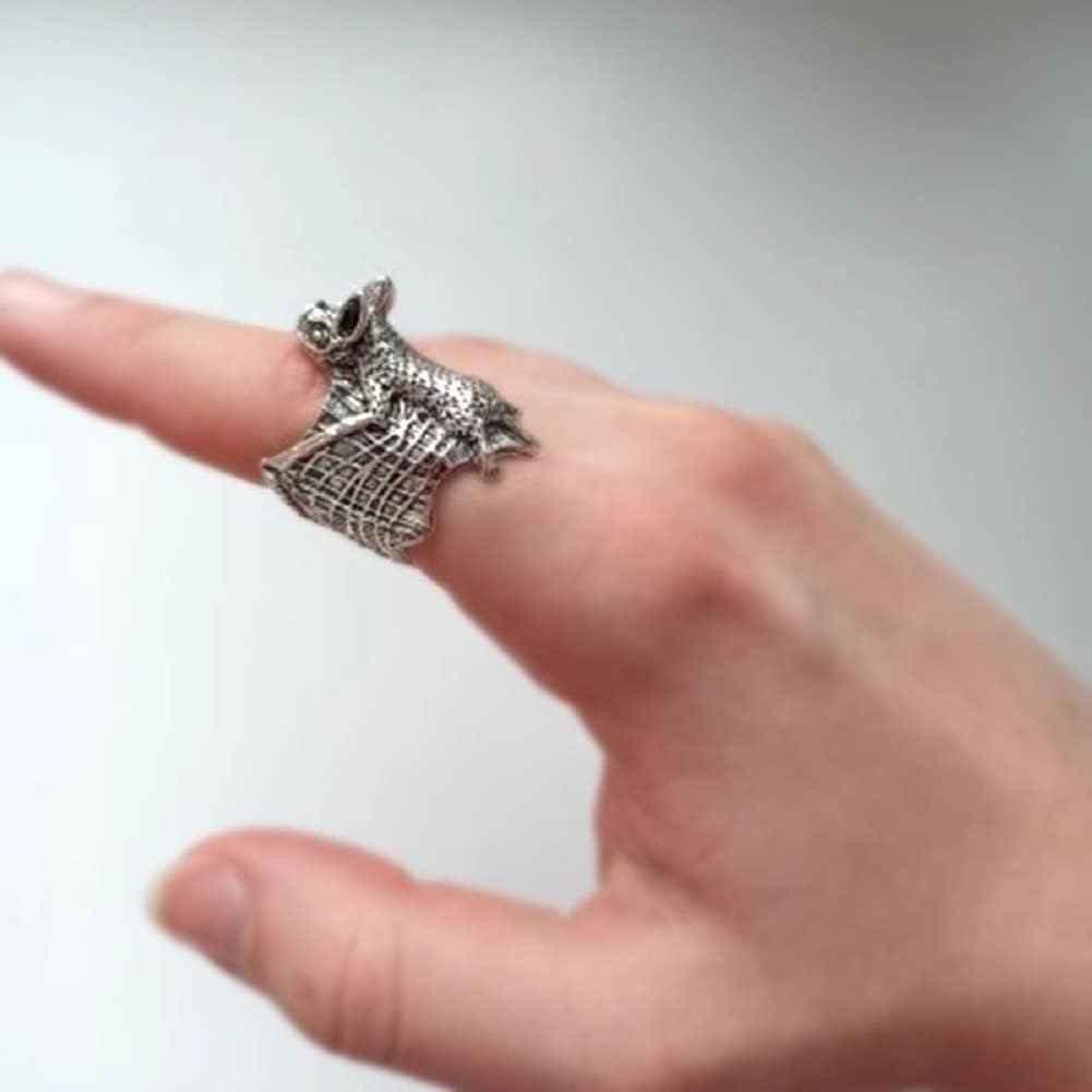 Vintage Knuckle Rings Set Stackable Finger Ring Halloween Bat Finger Ring Open Adjustable Black Punk Wing Ring Gothic Finger Band Cosplay Accessories - Image 2