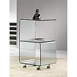 mesa auxiliar cristal Peso (kg): 24 Mesa Auxiliar de Cristal Curvado con Ruedas 40 cm
