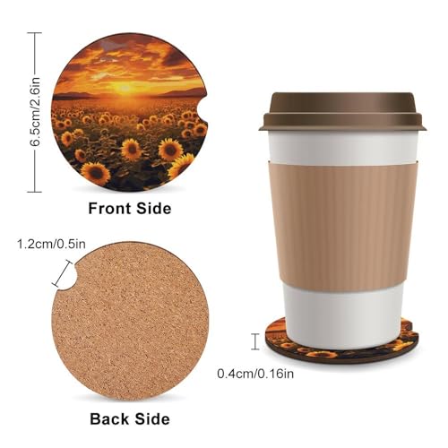 Portavasos para coche con diseño girasol, pack de 2 unidades miniatura 2