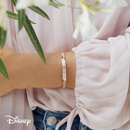 Image of Origami Owl Disney Kindness, Courage, Strength Adjustable Bangle Bracelet With Crystals, Rose Gold, Open Design Fits Most Wrists