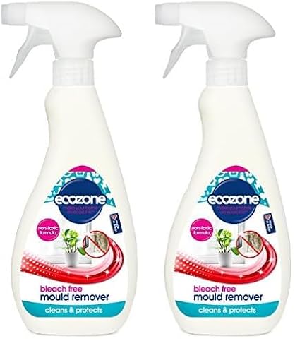 Ecozone Mould Remover, Bleach Free Anti-Bacterial Non Toxic Eco Formula, Cleans & Protects, Prevents Mouldy Re-Growth, Safe for Most Home Surfaces, Vegan Friendly (500ml Spray) (Pack of 2)