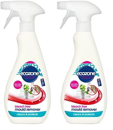 Ecozone Mould Remover, Bleach Free Anti-Bacterial Non Toxic Eco Formula, Cleans & Protects, Prevents Mouldy Re-Growth, Safe for Most Home Surfaces, Vegan Friendly (500ml Spray) (Pack of 2)