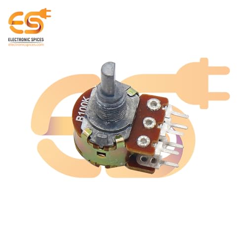 Image of Electronic Spices 100k 6 Pin D Shaft Dual Gang Rotary Potentiometer (A100, B100) Volume Pot 100K with Knob for Multiple Applications (Pack of 4)