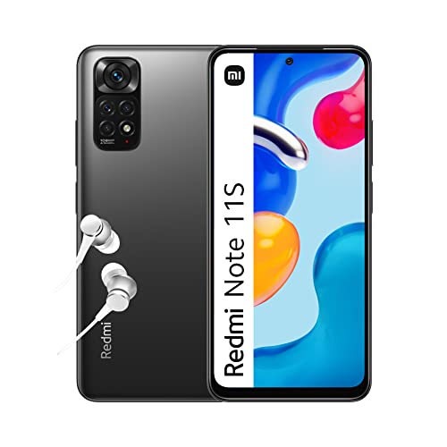 Xiaomi Redmi Note 11S - 6+128GB スマートフォン、6.43 インチ 90Hz FHD+ Amoled ドットディスプレイ、MediaTek Helio G96、108MP プロフェッショナル カメラ、5000mAh、グラファイト グレー (ES バージョン + 3 年保証)